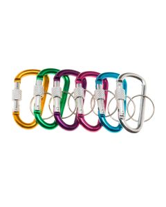 Set 12 Llaveros mosquetones recto con bloqueo 6 cm