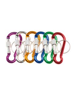 Set 12 Llaveros mosquetones con bloqueo 6 cm