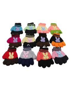 Set 12 guantes infantil con figura conejo